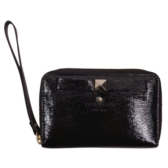 Kate Spade Beacon Court Louie Tech Wristlet Black Patent Leather - Picture 1 of 7